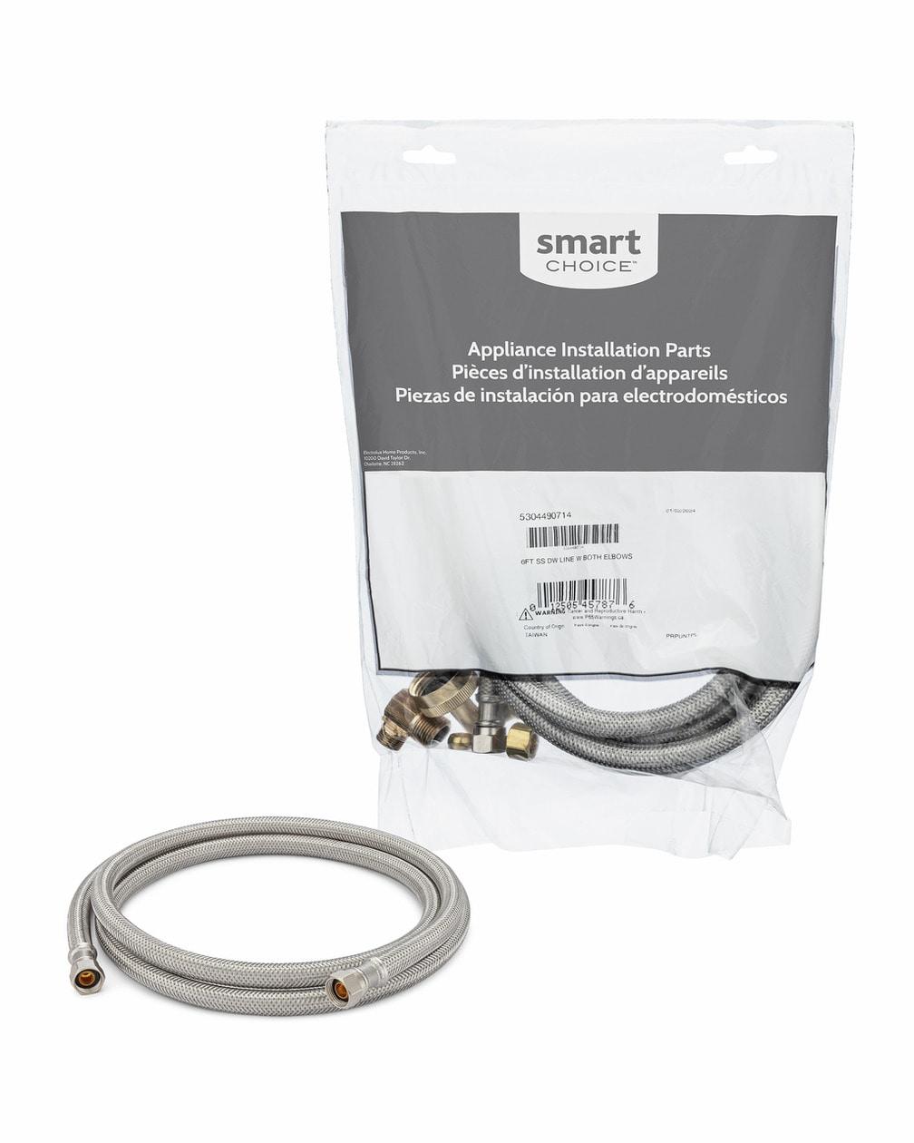 Frigidaire Smart Choice 6' Long Dishwasher Installation Kit with 3/4" Garden Hose Elbow and 3/8" Water Line Elbow