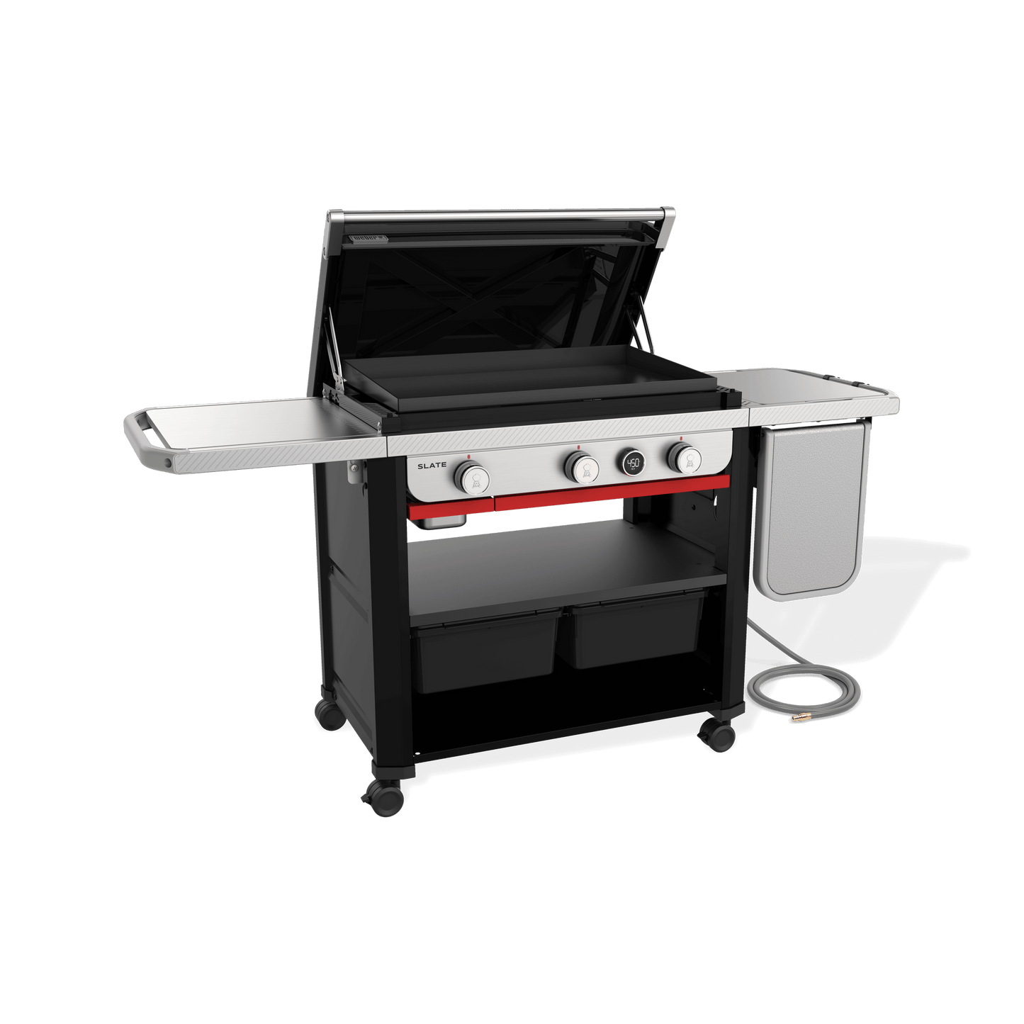 Weber 1500420 Slate® 30" Rust-Resistant Griddle with Extendable Side Table (Natural Gas) - Black