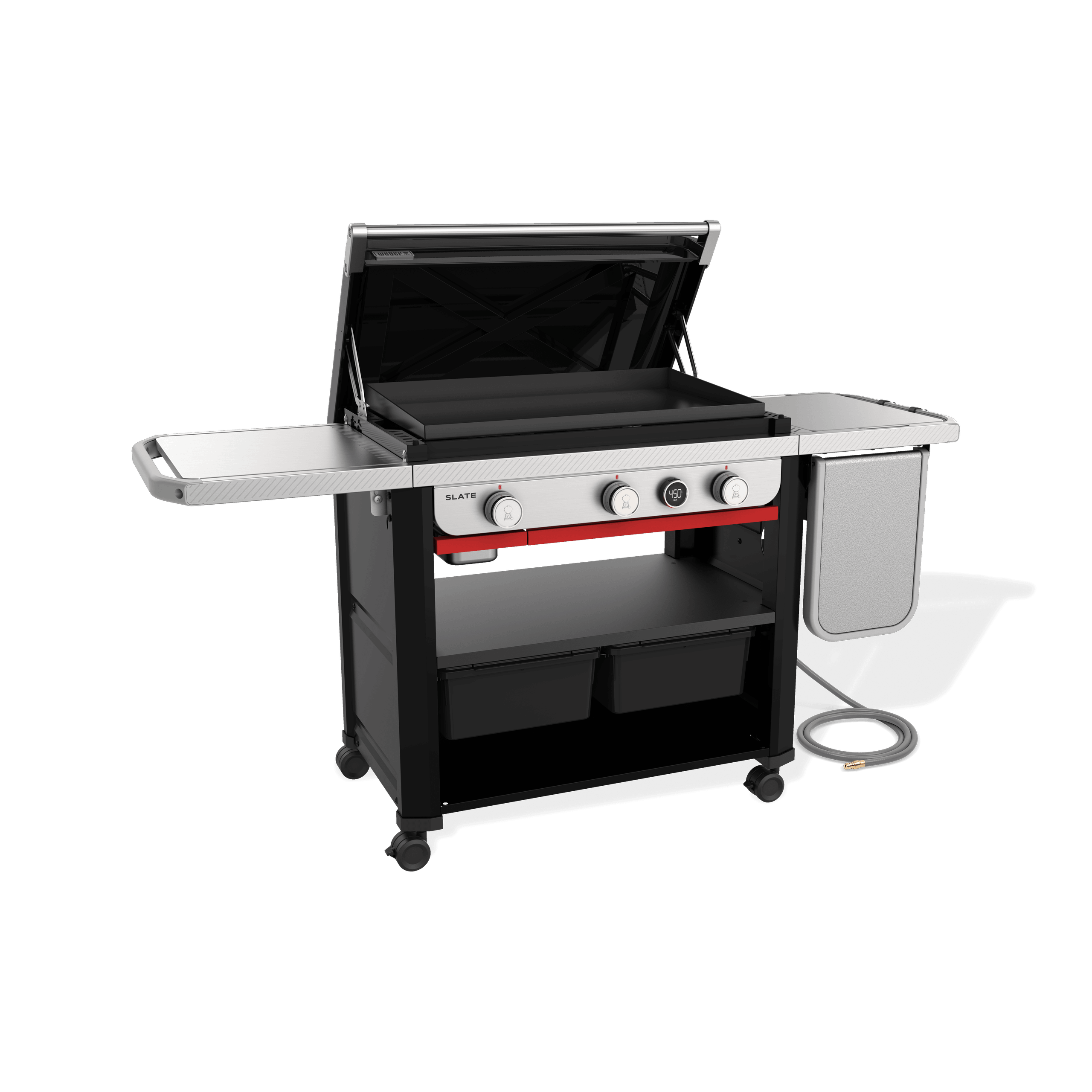 Weber 1500420 Slate™ 30" Rust-Resistant Griddle with extendable side table (Natural Gas) - Black