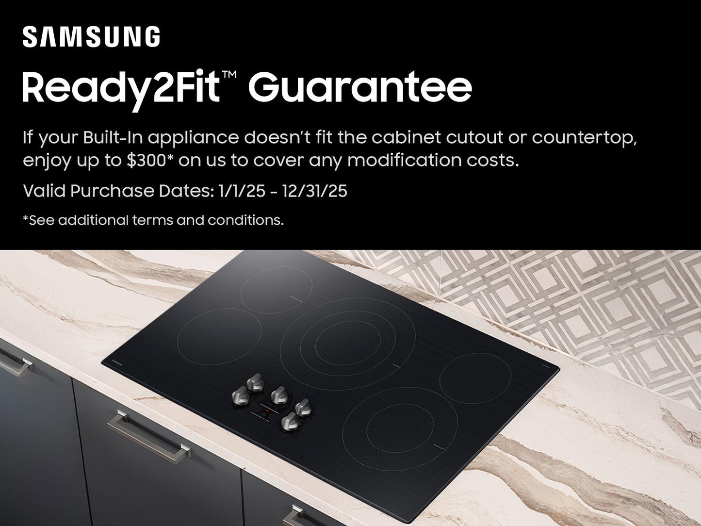 Samsung NZ36FG6432RK Electric Cooktop Illuminated Knobs  Wi-Fi  Rapid Boil