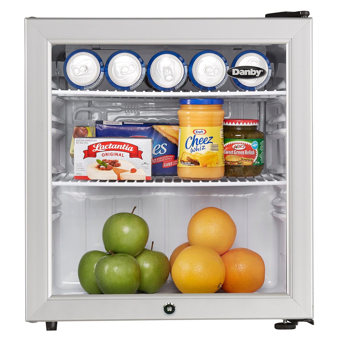 DAG016A2BDB Danby 1.6 cu. ft. Compact Glass Door Fridge in Platinum