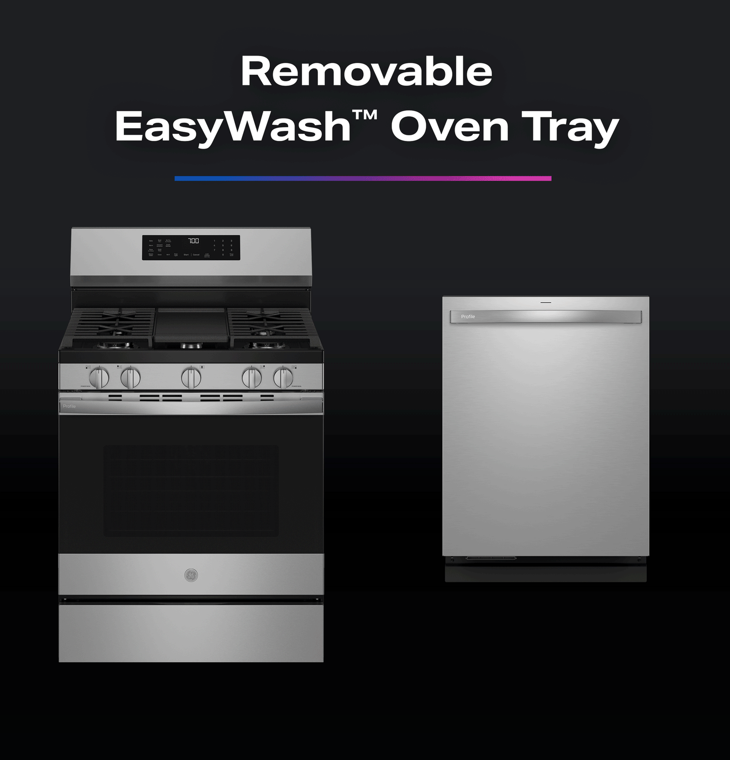 PGF700AYFS GE Profile™ 30" Smart Free-Standing Gas Convection Range with No Preheat Air Fry and EasyWash™ Oven Tray