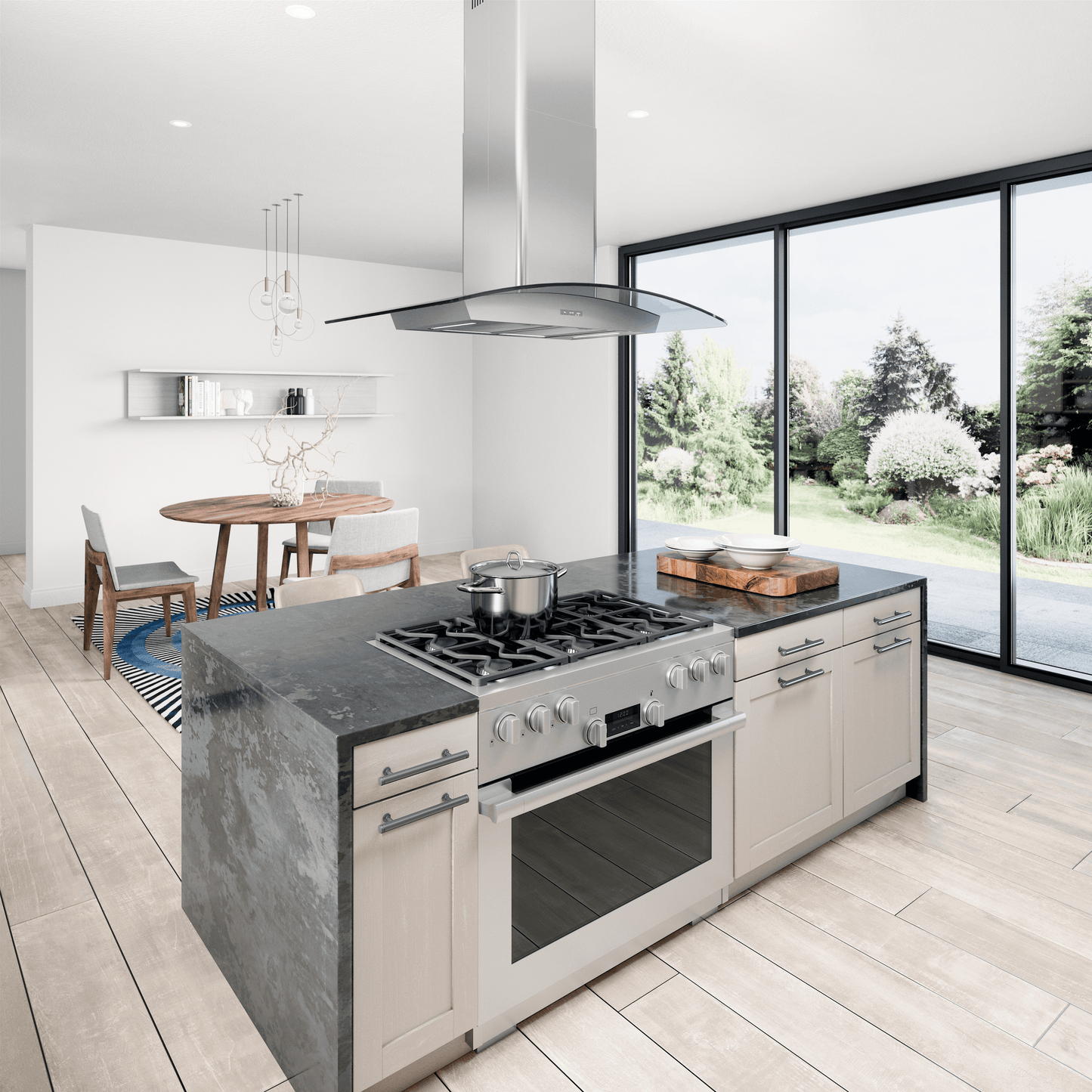 Zephyr BMLE30BG Brisas Curved Glass Chim. Is., 30" G, 600 CFM, ACT, LED