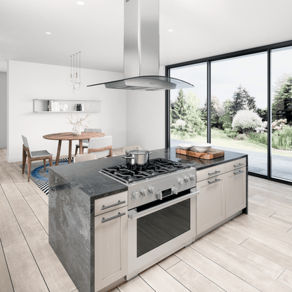 Zephyr BMLE30BG Brisas Curved Glass Chim. Is., 30" G, 600 CFM, ACT, LED