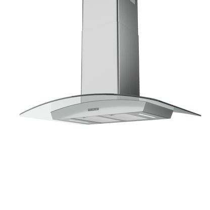 Zephyr BMLE30BG Brisas Curved Glass Chim. Is., 30" G, 600 CFM, ACT, LED