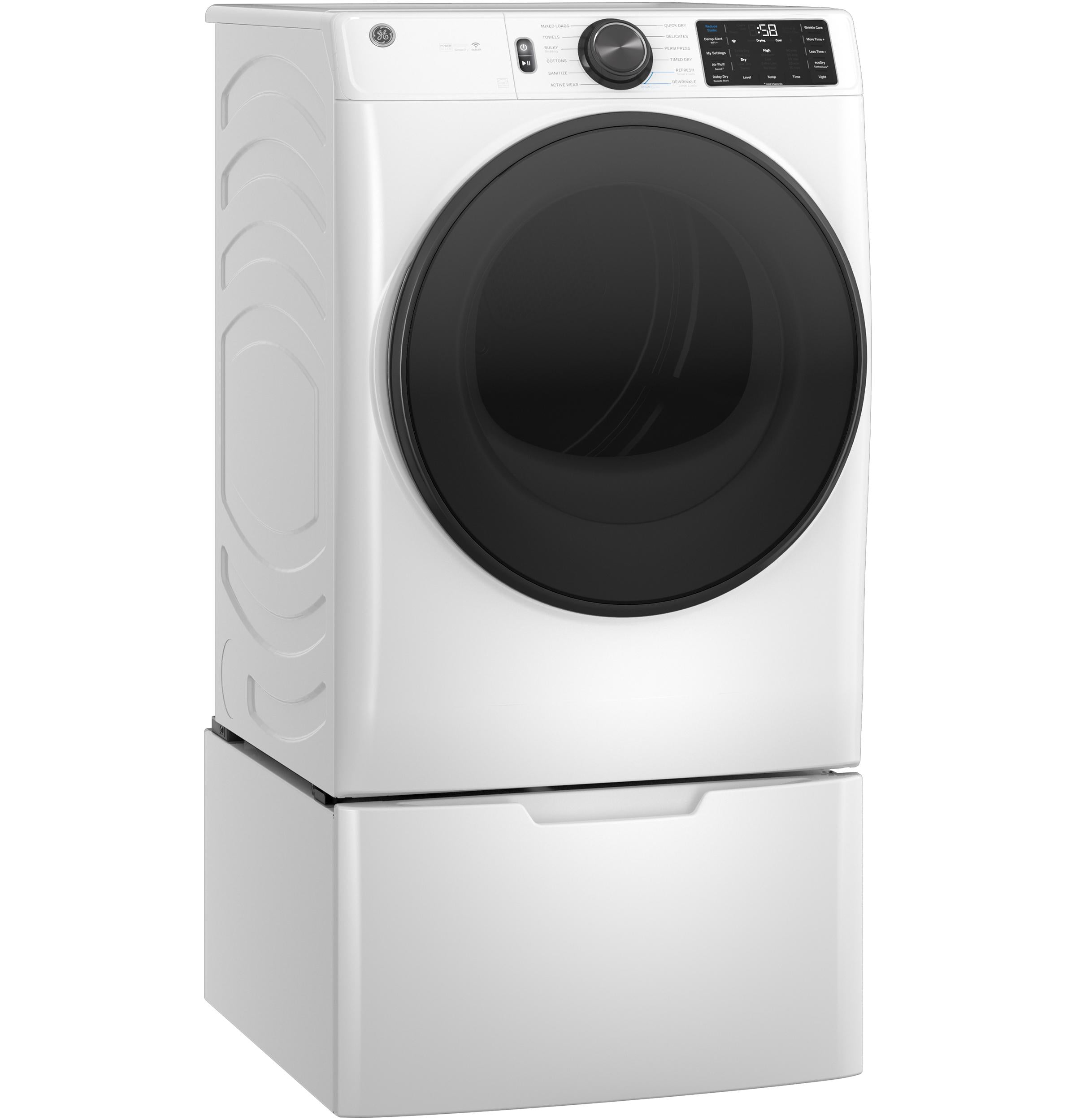 GFD65ESSVWW GE® ENERGY STAR® 7.8 cu. ft. Capacity Smart Front Load Electric Dryer with Steam and Sanitize Cycle