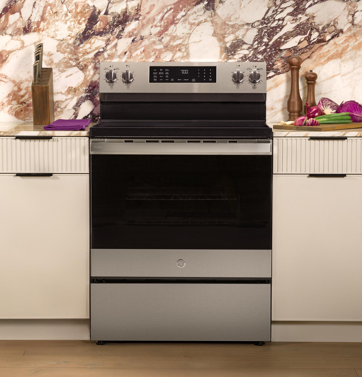 PRF700AYFS GE Profile™ ENERGY STAR® 30" Smart Free-Standing Electric Convection Range with No Preheat Air Fry and EasyWash™ Oven Tray