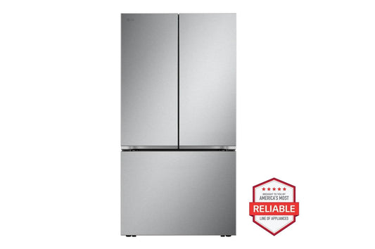 Lg LRFLC2716SLSEL6333XEMVEL2033FLDNTM545S 27 cu. ft. Smart Counter-Depth MAX™ French Door Pocket Handle Refrigerator with Slide-in Electric Range, Top Control Dishwasher and Microwave Kitchen Package in Stainless Steel