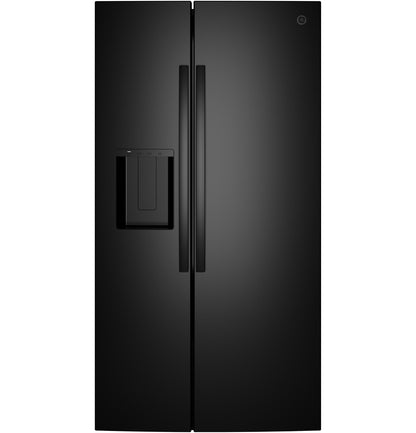 GZS24NGYBB GE® 23.6 Cu. Ft. Counter-Depth Side-By-Side Refrigerator with Extra Tall Dispenser and In-Door Icemaker
