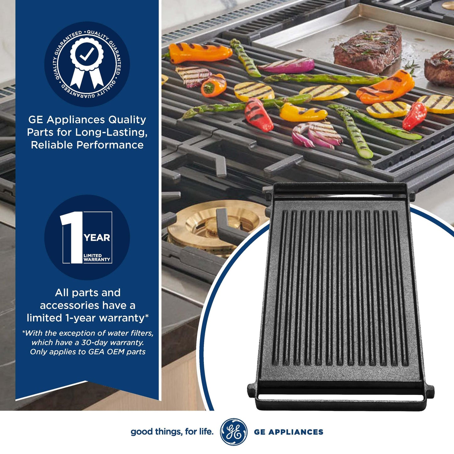 Ge Appliances WB31X24998 Reversible Griddle / Grill Combo