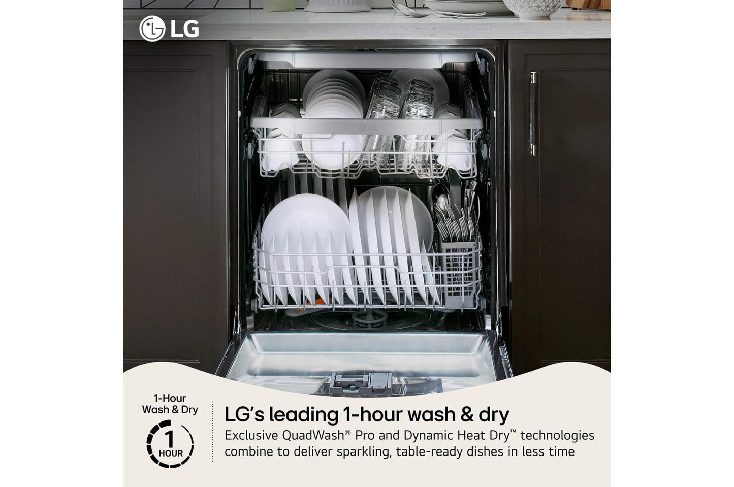 Lg LDNPM654S 24 Inch Smart FlushFit™ Top Control Dishwasher with 1-Hour Wash & Dry, QuadWash® Pro, and Dynamic Heat Dry™ w/AutoVent Dry™