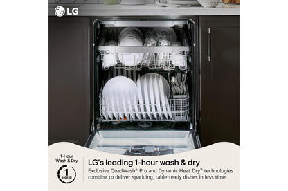 Lg LDNPM654S 24 Inch Smart FlushFit™ Top Control Dishwasher with 1-Hour Wash & Dry, QuadWash® Pro, and Dynamic Heat Dry™ w/AutoVent Dry™
