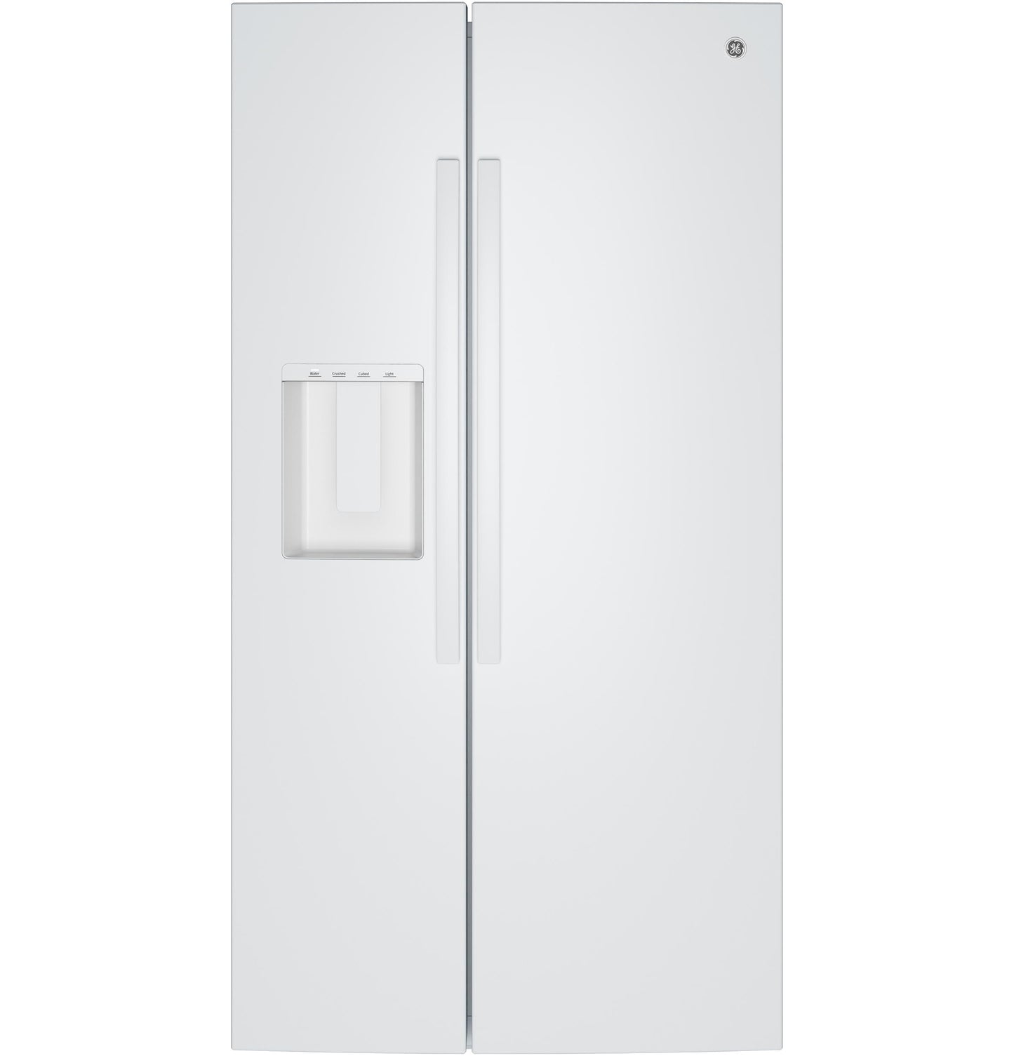 GZE24NGYWW GE® ENERGY STAR® 23.6 Cu. Ft. Counter-Depth Side-By-Side Refrigerator with Extra Tall Dispenser and In-Door Icemaker