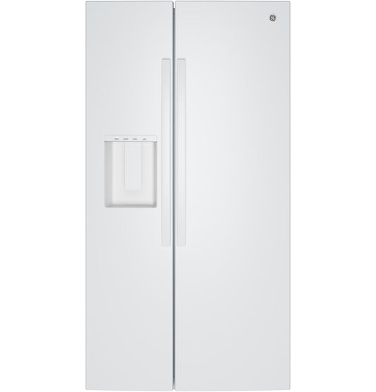 GZE24NGYWW GE® ENERGY STAR® 23.6 Cu. Ft. Counter-Depth Side-By-Side Refrigerator with Extra Tall Dispenser and In-Door Icemaker