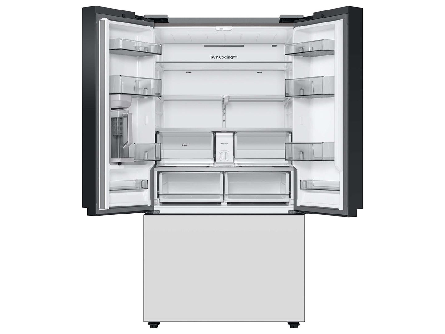 Samsung RF30BB620012 Bespoke 3-Door French Door Refrigerator 30 cu. ft. in White Glass with AutoFill Water Pitcher