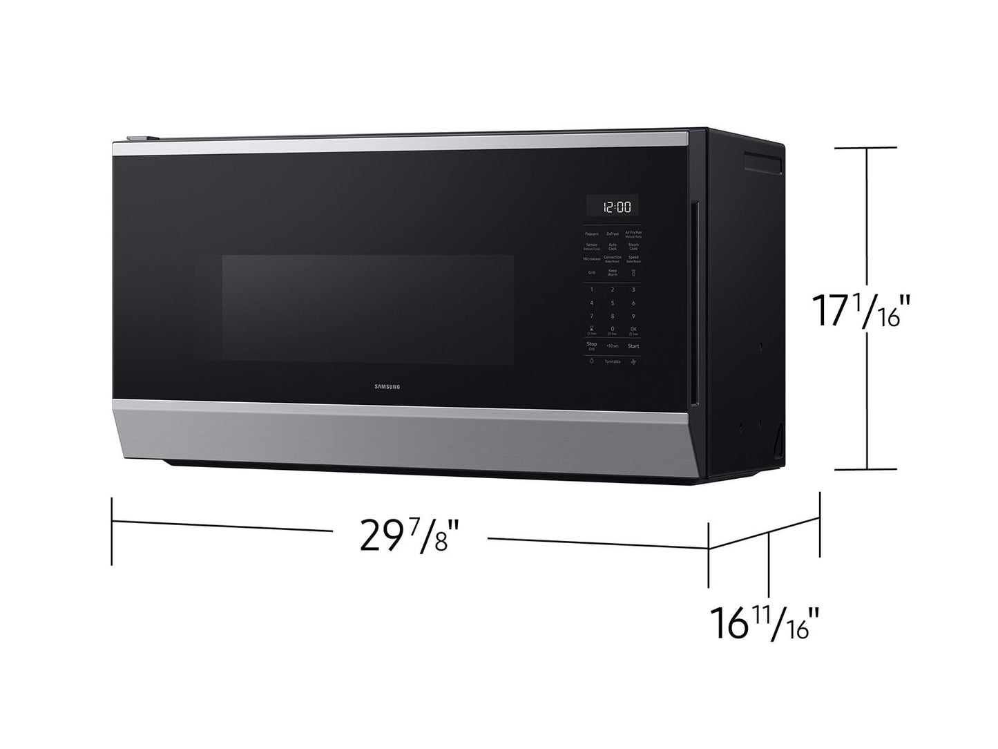 Samsung ME90H1780R Bespoke Over the Range Microwave Air Fry Max  Convection  Auto Connectivity