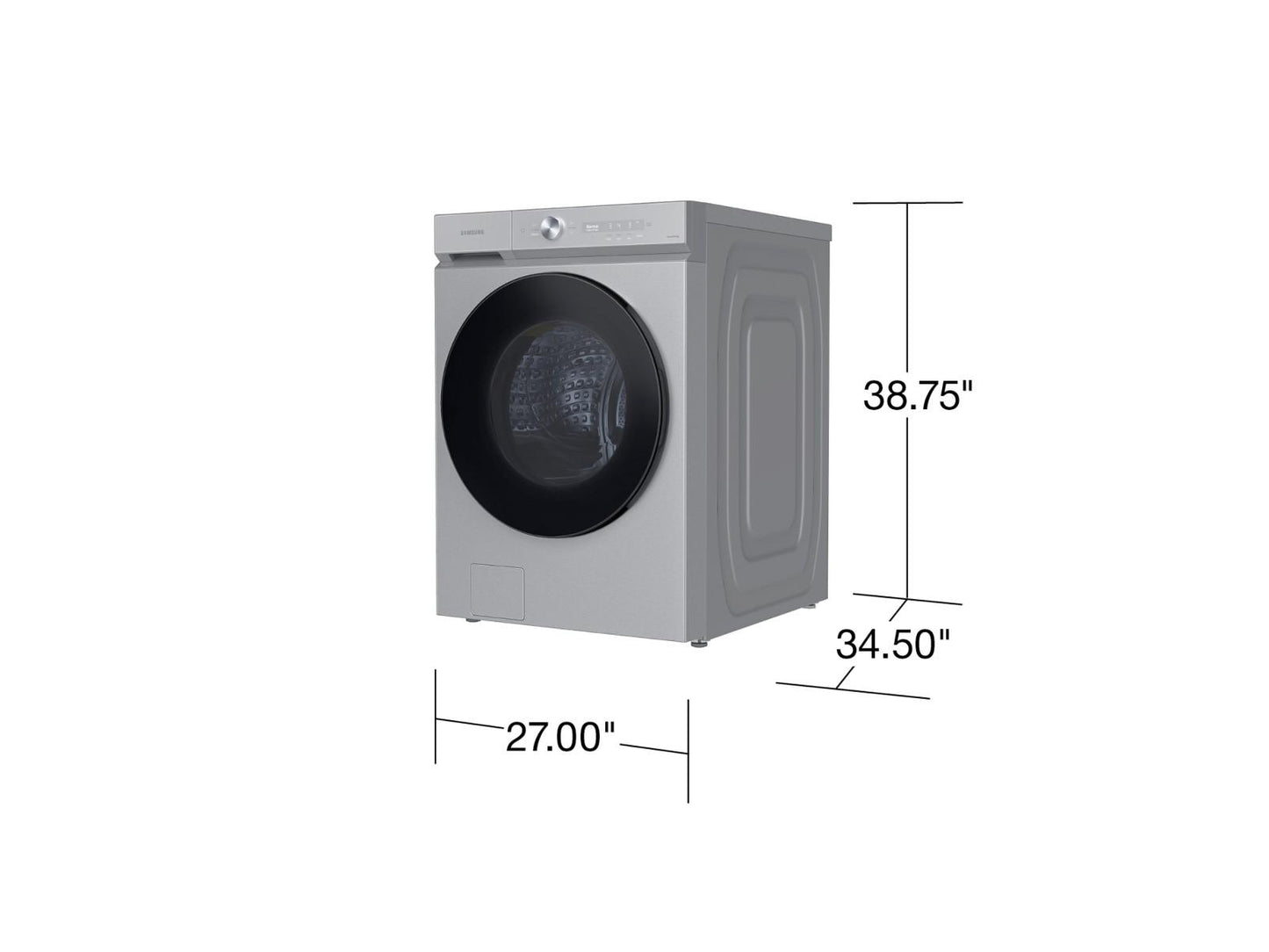 Samsung WF53BB8700AT Bespoke 5.3 cu. ft. Ultra Capacity Front Load Washer with Super Speed Wash and AI Smart Dial in Silver Steel