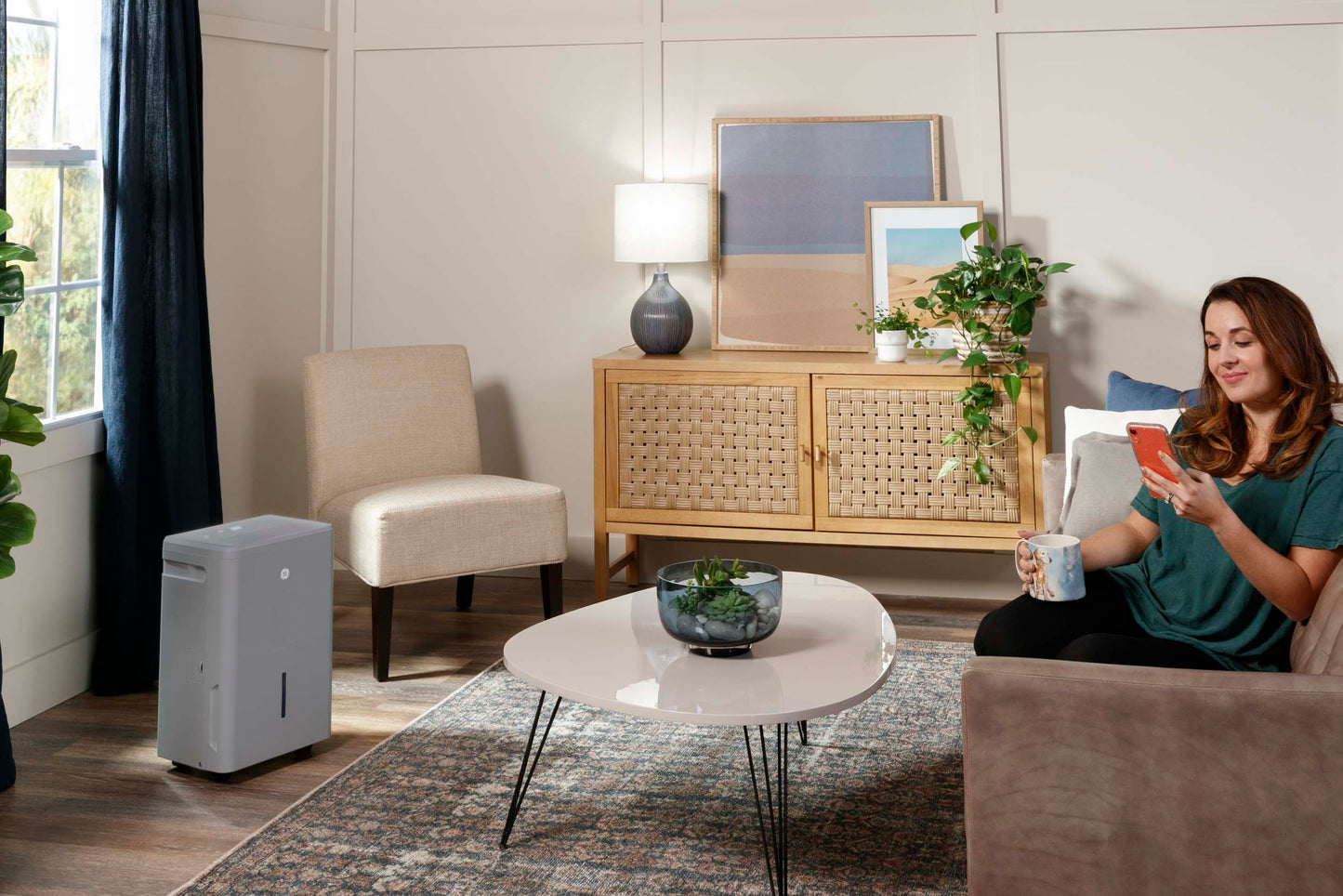 APYR50LC GE® ENERGY STAR® 50 Pint Portable Dehumidifier with Built-in Pump and Smart Dry for Wet Spaces