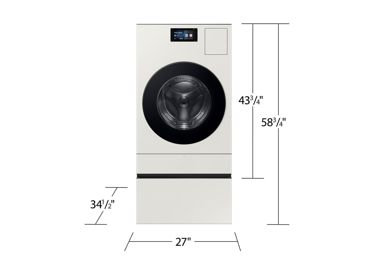 Samsung WD90F53AVYUS Bespoke AI All-in-One Vented Combo AI Home 7" LCD Display  AI OptiWash™ & Dry  5.3 cu.ft.