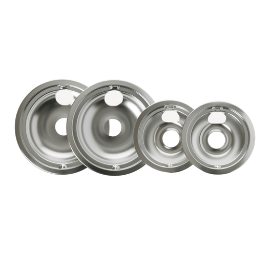 Ge Appliances GE68CA Range 4-Piece Drip Pan Set  6" & 8" Chrome Replacement Bowls