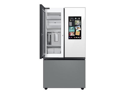 Samsung RF24BB69006M Bespoke 3-Door French Door Refrigerator (24 cu. ft.) - with Top Left and Family Hub™ Panel in White Glass - and Matte Grey Glass Bottom Door Panel