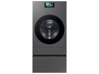 Samsung WE702NZ Bespoke AI Laundry Combo™ Pedestal with Storage Drawer in Dark Steel