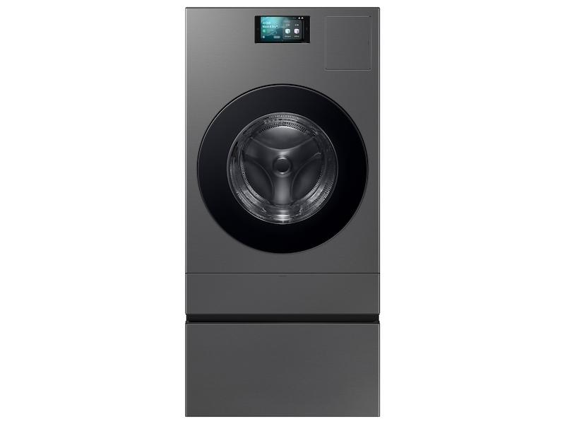 Samsung WE702NZ Bespoke AI Laundry Combo™ Pedestal with Storage Drawer in Dark Steel