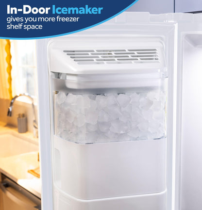 GZS24NGYWW GE® 23.6 Cu. Ft. Counter-Depth Side-By-Side Refrigerator with Extra Tall Dispenser and In-Door Icemaker
