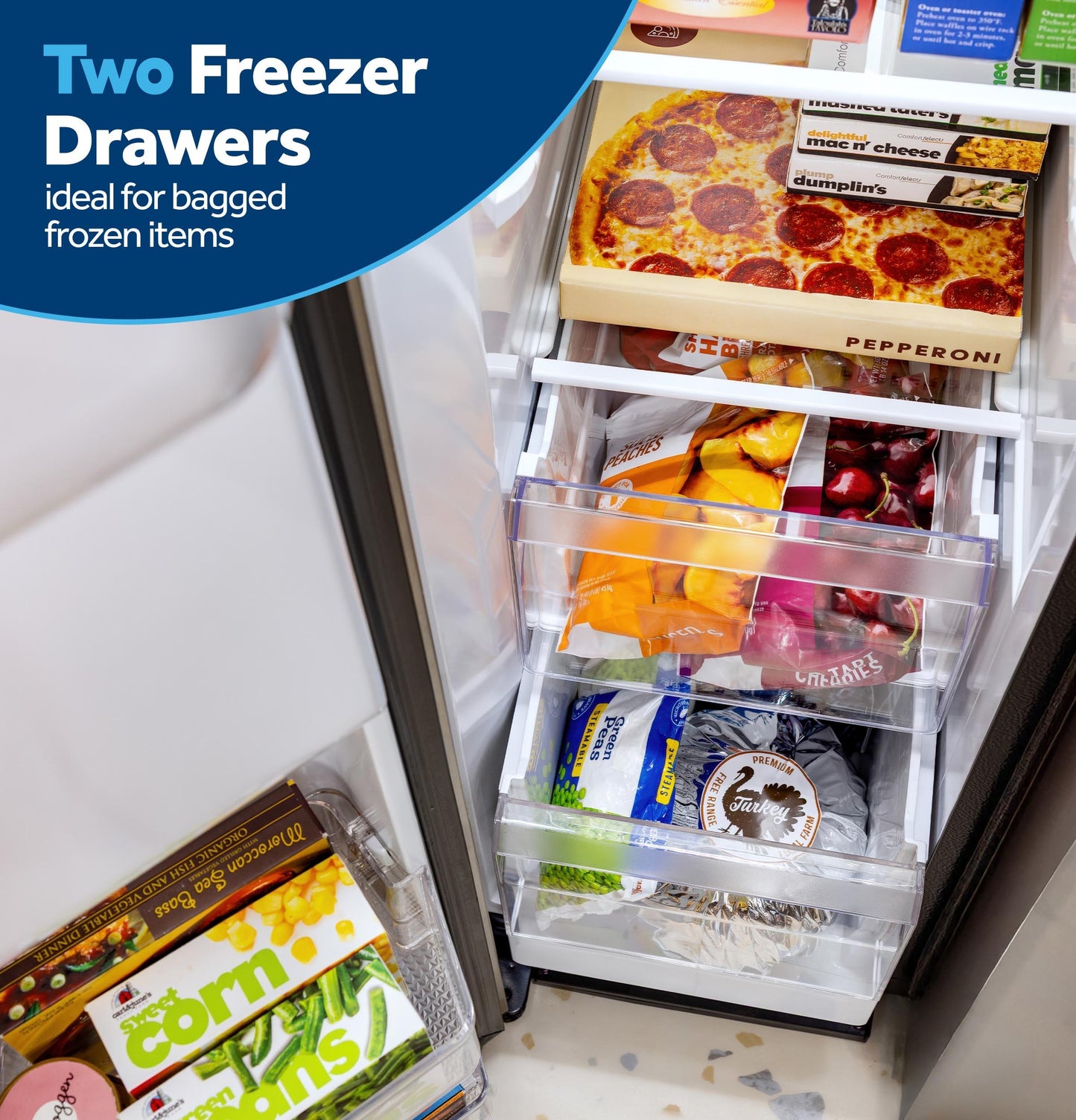 GZS24PYYFS GE® 23.5 Cu. Ft. Counter-Depth Side-By-Side Refrigerator with LED Light Walls and Extra Tall Dispenser