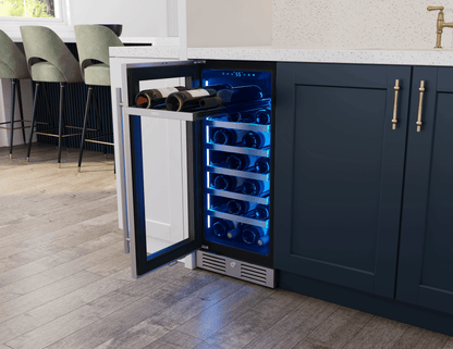 Zephyr PRW15C01CG Presrv Wine Cooler, 15in UC, SS+Gls, Rvs Door, 1Z