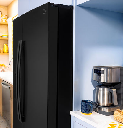 GSS28NGYBB GE® 27.9 Cu. Ft. Side-By-Side Refrigerator with Extra Tall Dispenser and In-Door Icemaker