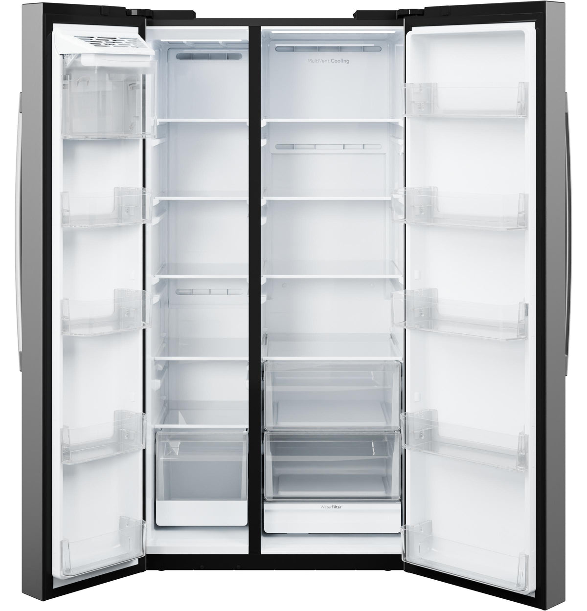 GKS24NYYFS GE® 24.2 Cu. Ft. Counter-Depth Side-By-Side Refrigerator with Internal Dispenser and In-Door Icemaker