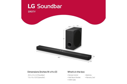 Lg S90TY S90TY LG Soundbar for TV with Dolby Atmos® 5.1.3 channel, Best LG OLED matching