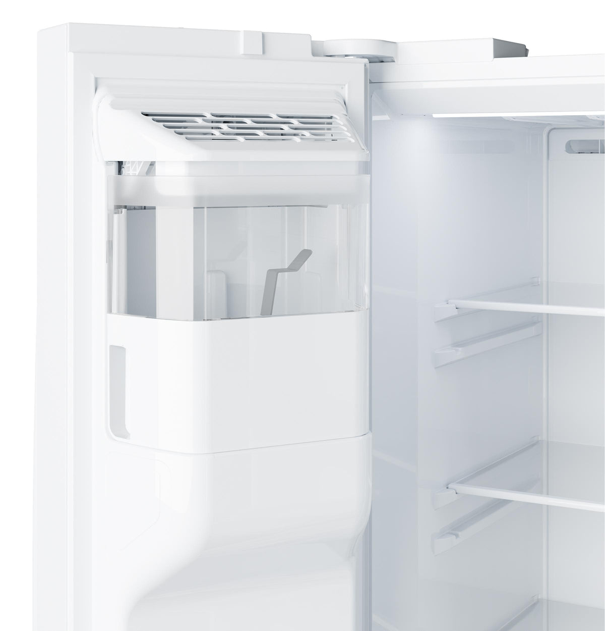 GZS24NGYWW GE® 23.6 Cu. Ft. Counter-Depth Side-By-Side Refrigerator with Extra Tall Dispenser and In-Door Icemaker