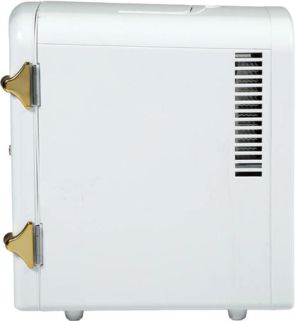 Frigidaire EFMIS161WGLD 9-Can Retro Mini Fridge Cooler - White and Gold