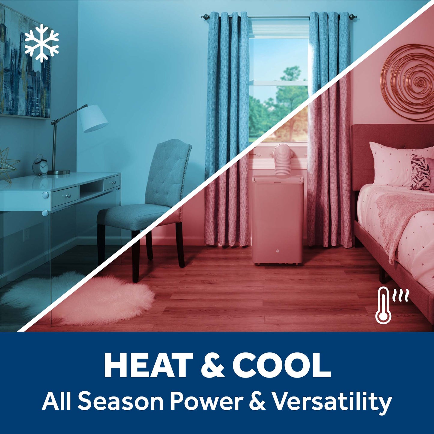 APLH10WWF GE® 10,000 BTU Class Smart Heat/Cool Portable Air Conditioner for Medium Rooms up to 450 sq ft. (10,300 BTU DOE)