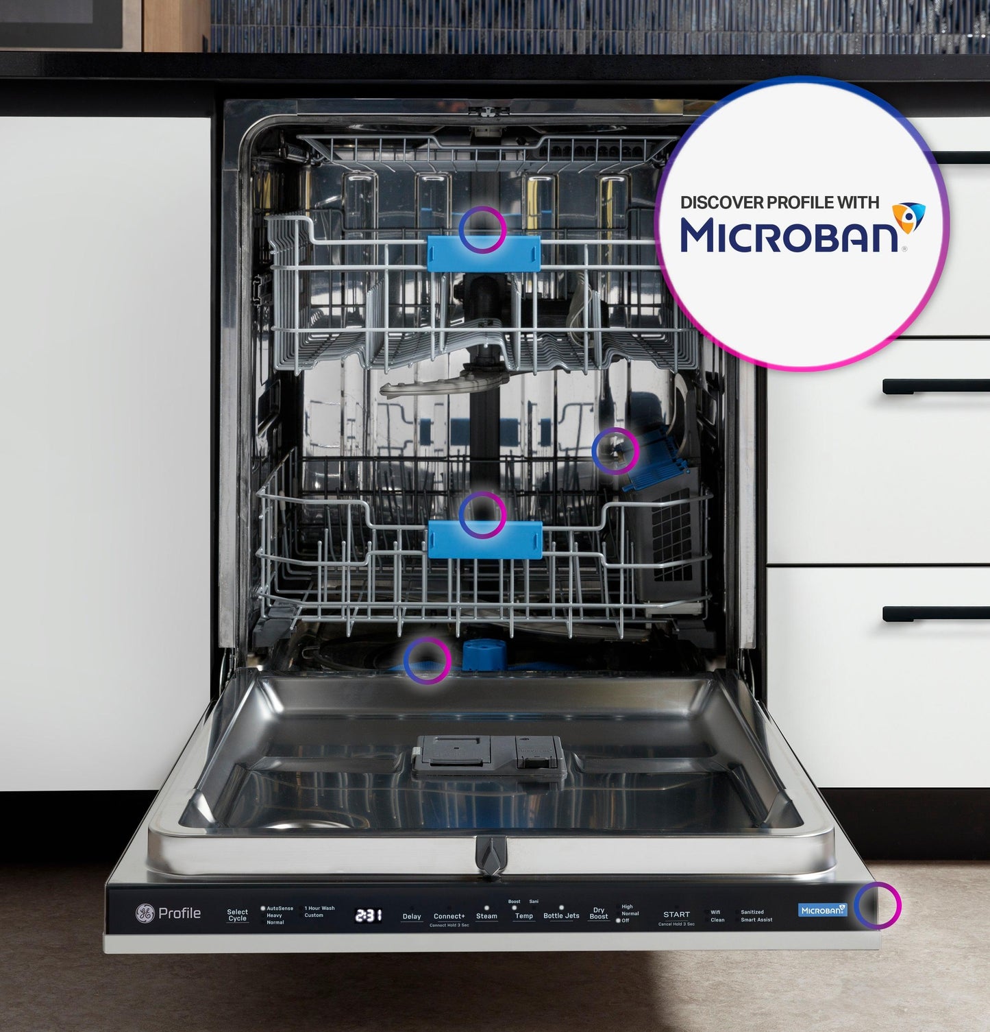 PDT715SIYII GE Profile™ ENERGY STAR® Panel-Ready Top Control Stainless Interior Dishwasher with Microban™ Antimicrobial Technology