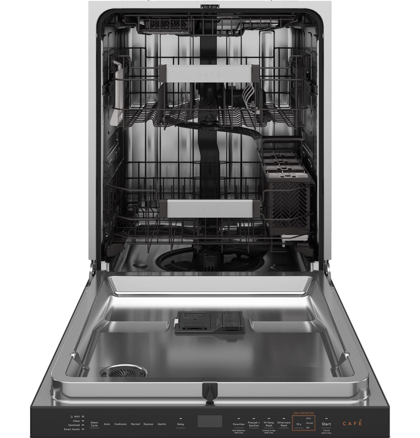 Cafe CDP888M5VS5 CAF(EBACK)™ CustomFit ENERGY STAR Stainless Interior Smart Dishwasher with Ultra Wash Top Rack and LED Lights, 39 dBA in Platinum Glass