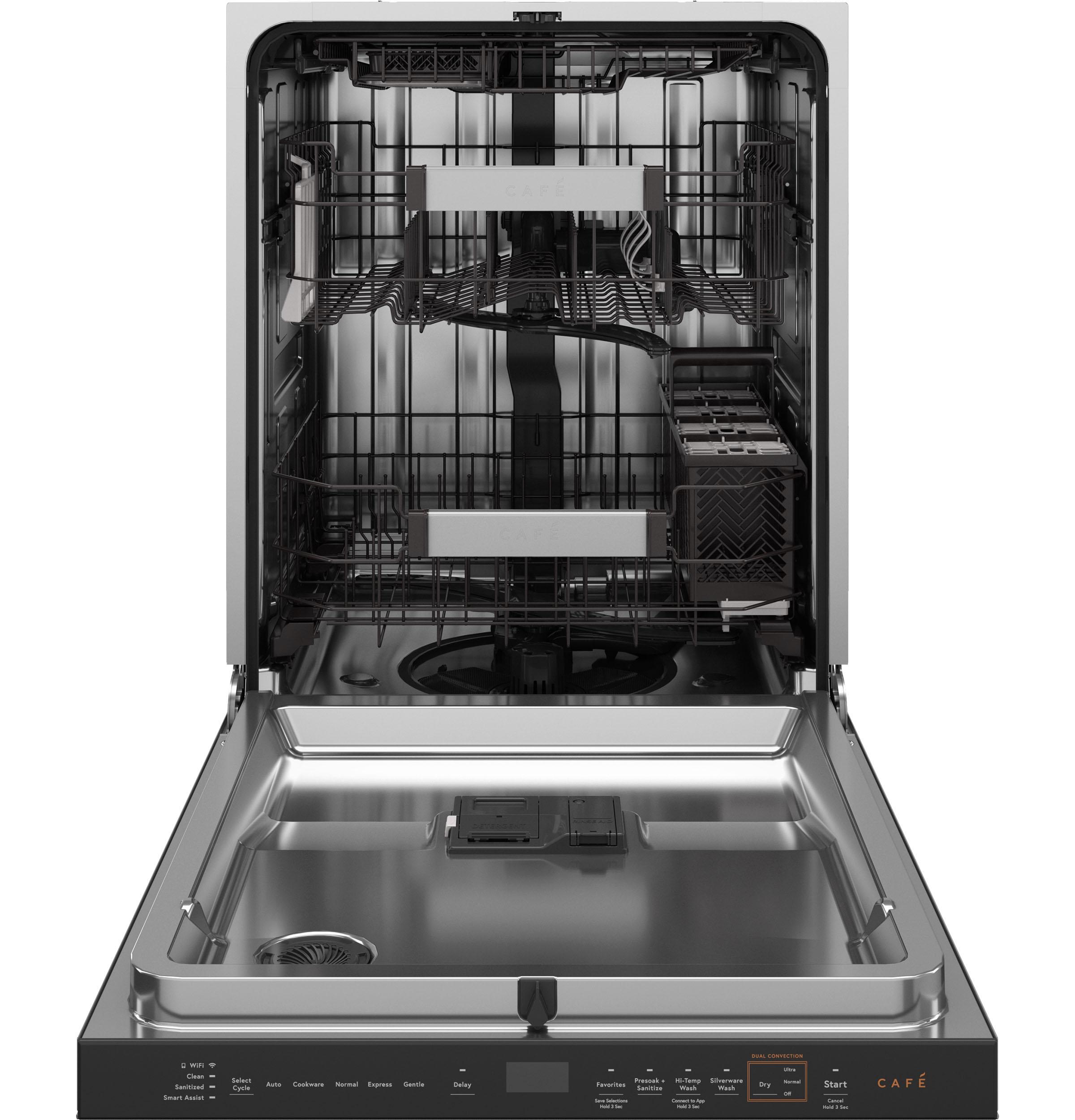 Cafe CDP888M5VS5 Caf(eback)™ CustomFit ENERGY STAR Stainless Interior Smart Dishwasher with Ultra Wash Top Rack and Dual Convection Ultra Dry, LED Lights, 39 dBA in Platinum Glass