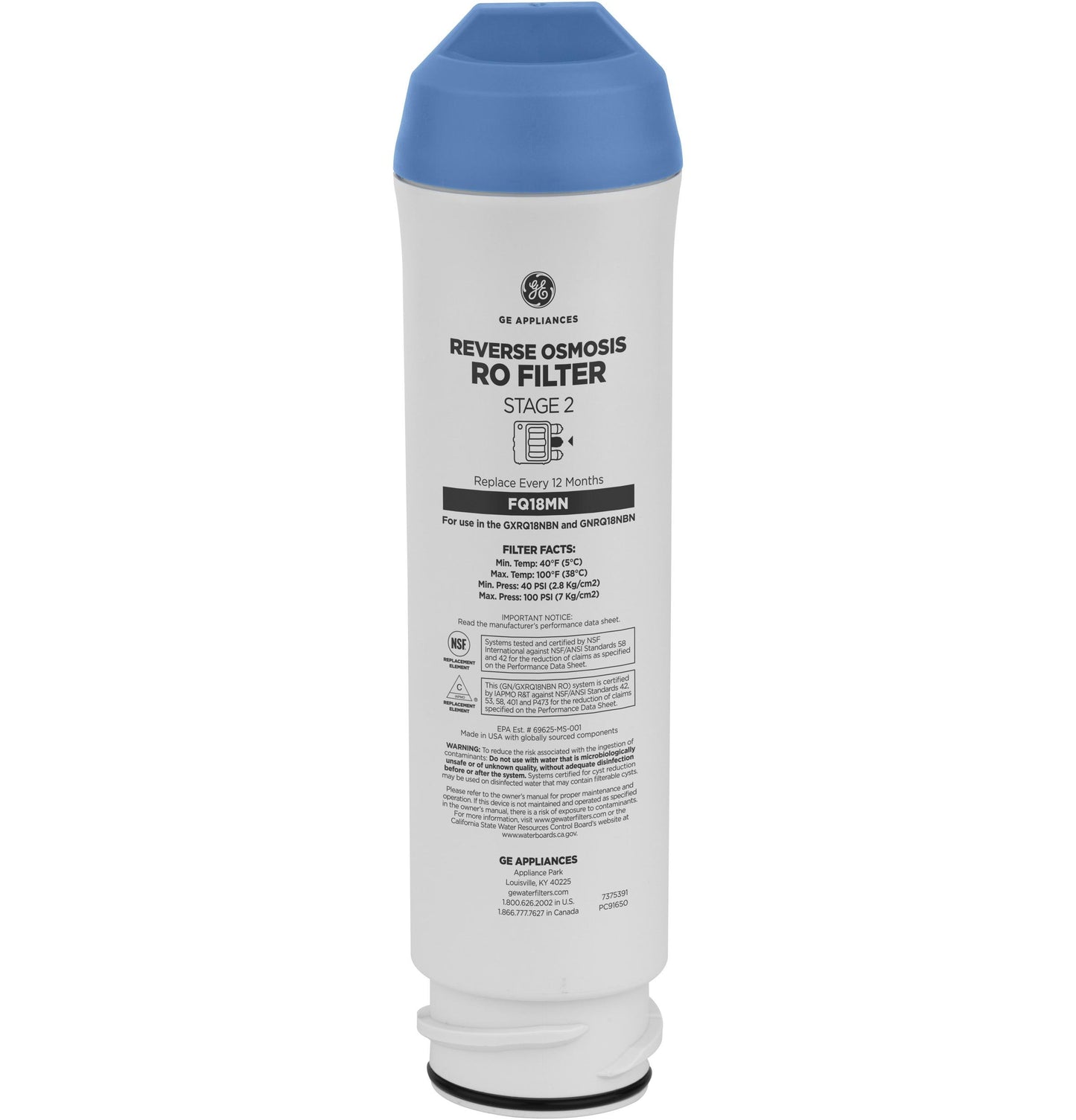 GXRQ18NBN GE® Reverse Osmosis Filtration System