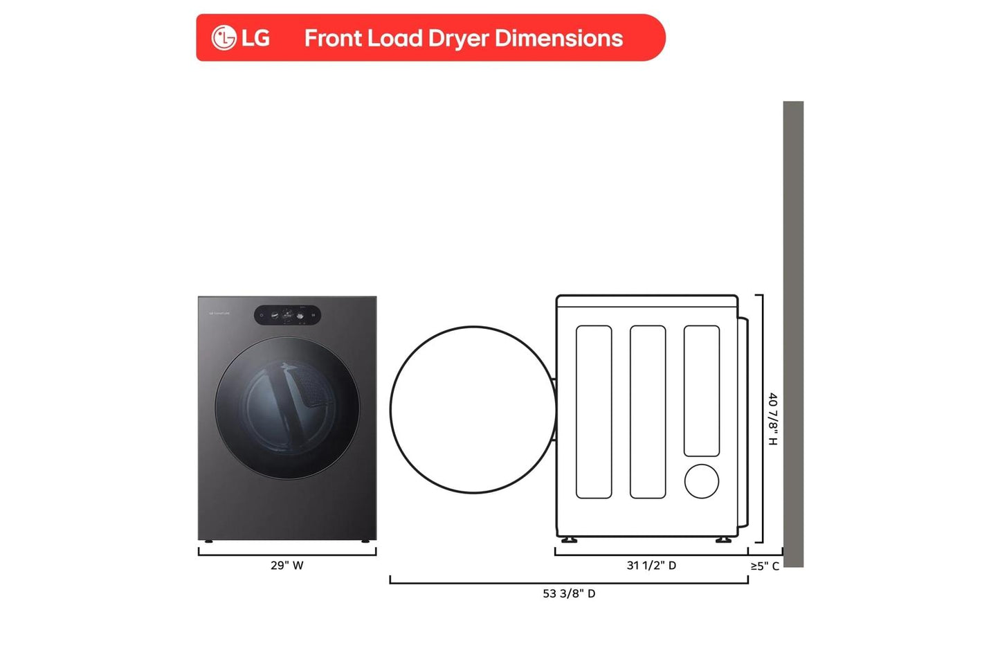 DLGX9901B LG SIGNATURE 9.0 cu. ft. Mega Capacity Smart Front Load Gas Dryer with Built-In Intelligence, TurboSteam® and Touch LCD Control