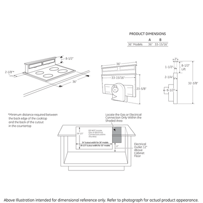 Cafe UVB36DKBB Universal 36" Telescopic Downdraft System
