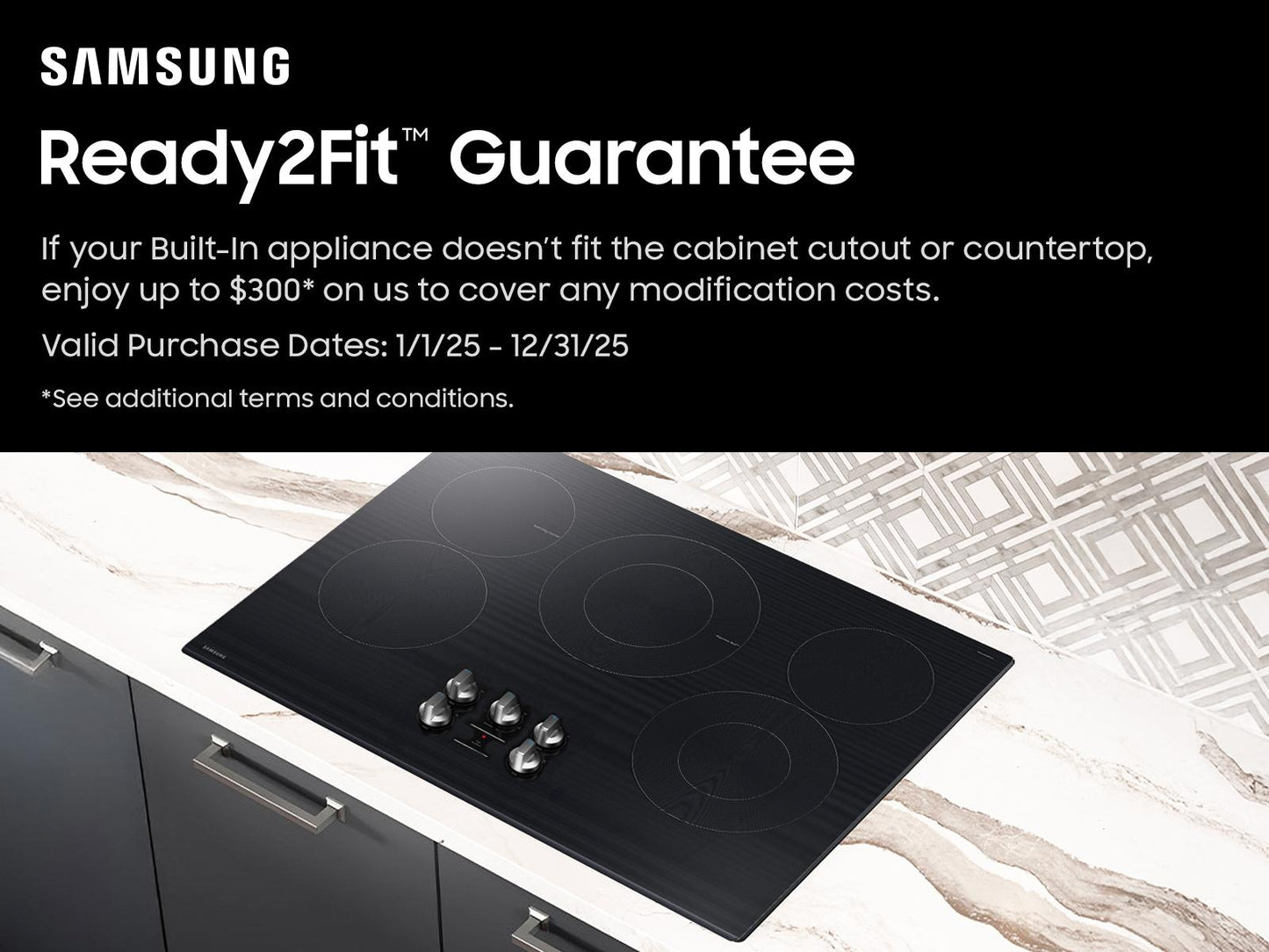 Samsung NZ30FG6332RK Electric Cooktop Illuminated Knobs  Wi-Fi  Rapid Boil