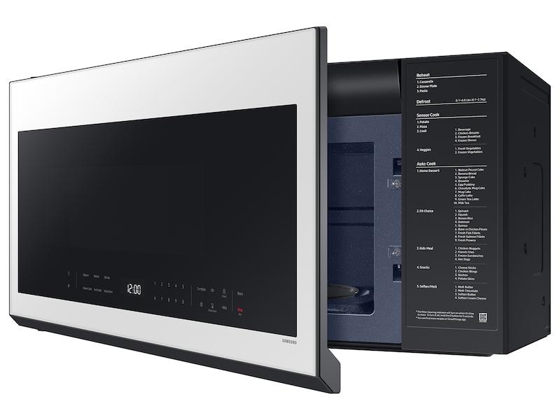 Samsung Bespoke 2.1 cu. ft. Over-the-Range Microwave with Wi-Fi in White Glass
