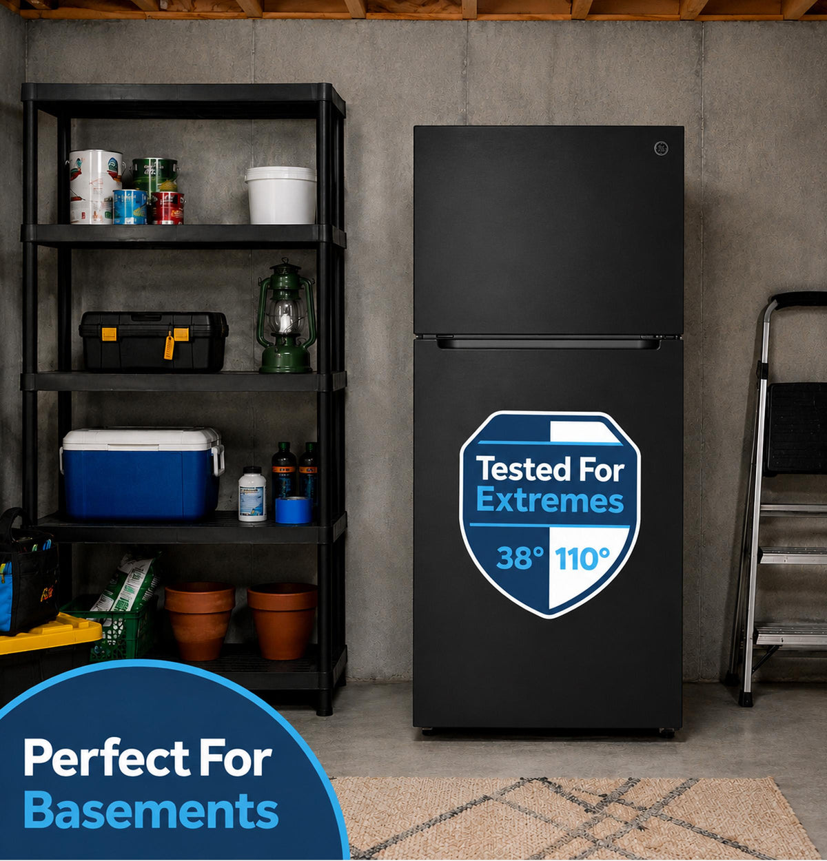 GPS21KGZBB GE® 21 Cu. Ft. Garage Ready Top-Freezer Refrigerator