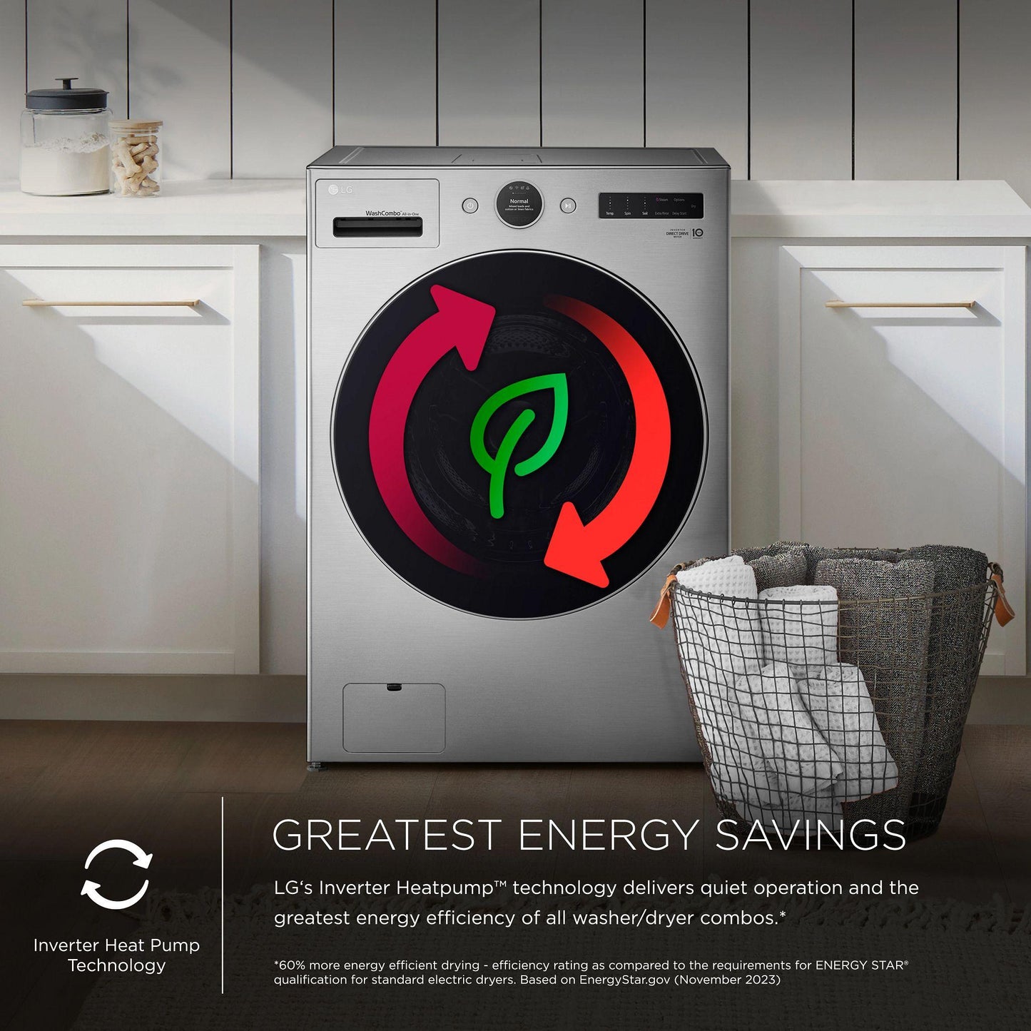 Lg WM6998HVA Ventless Washer/Dryer Combo LG WashCombo™ All-in-One 5.0 cu. ft. Mega Capacity with Inverter HeatPump™ Technology and Direct Drive Motor