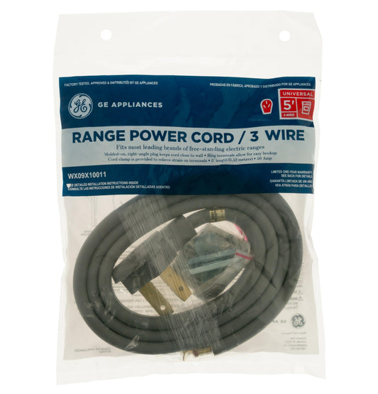 Ge Appliances WX09X10011 5' 50Amp 3 Wire Range Cord