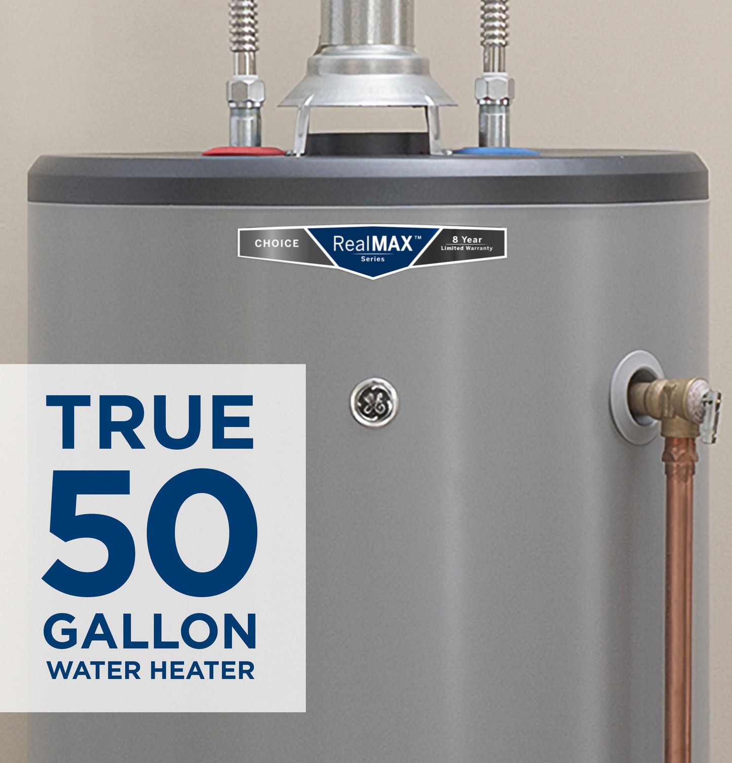 GG50T08BXR GE RealMAX Choice 50-Gallon Tall Natural Gas Atmospheric Water Heater