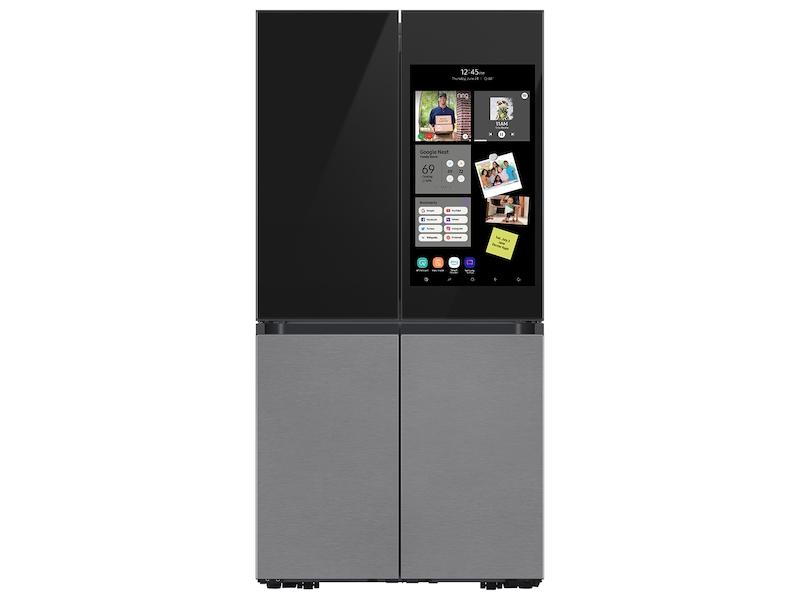 Samsung Bespoke Counter Depth 4-Door Flex™ Refrigerator (23 cu. ft.) with Family Hub™   in Charcoal Glass Top and Stainless Steel Bottom Panels
