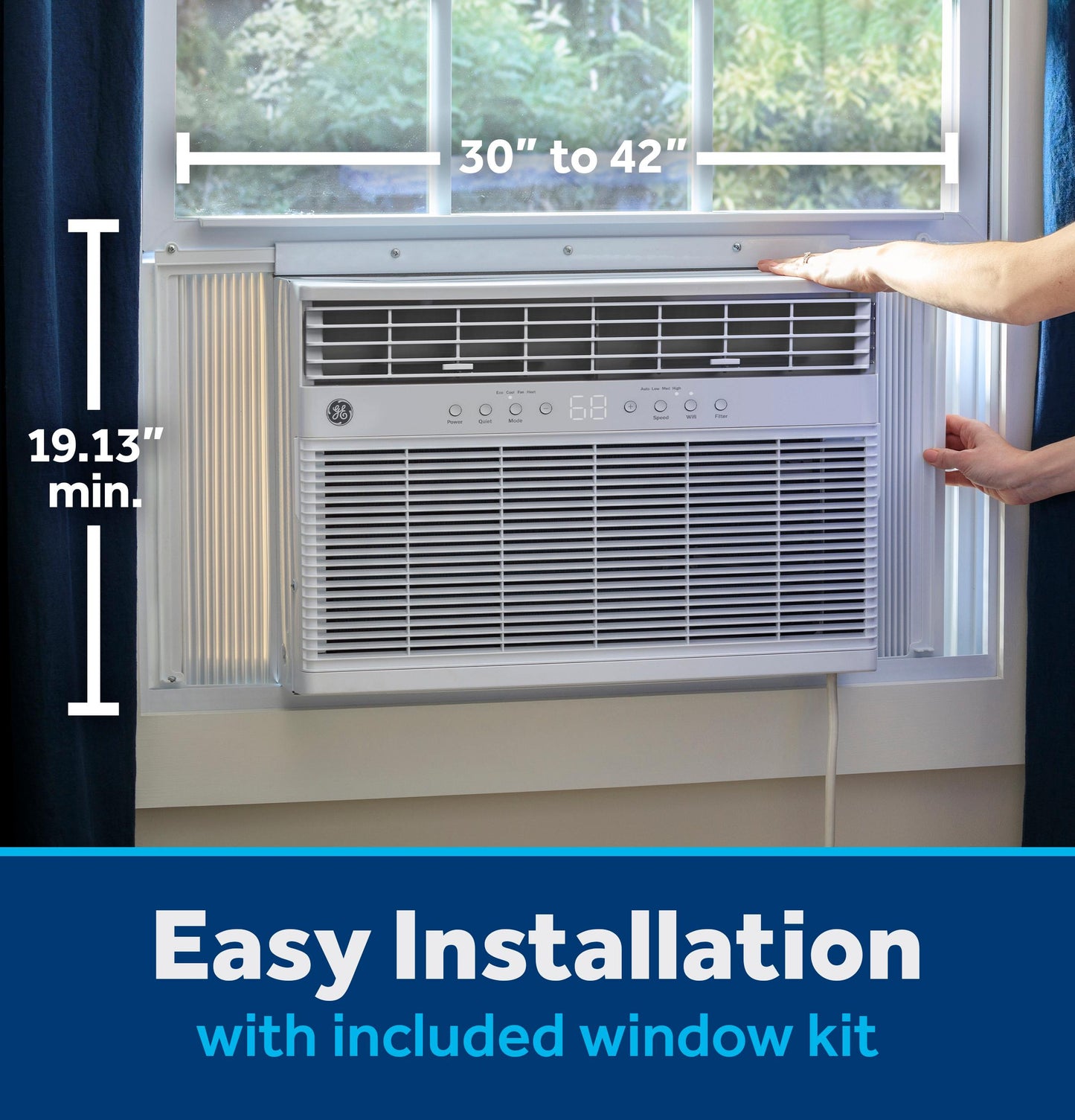 AWGP12WWF GE® ENERGY STAR® 11,000 BTU Smart Heat/Cool with Heat Pump Electronic Window Air Conditioner for Large Rooms up to 550 sq. ft.